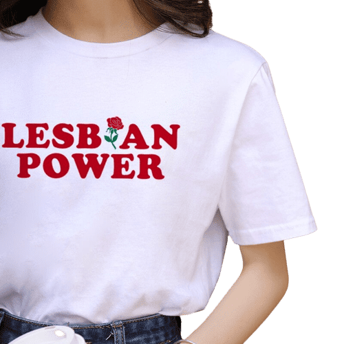 Tee-shirt lesbian power blanc