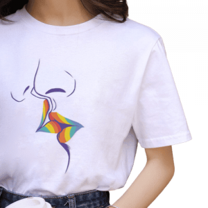 Tee-shirt coeur arc en ciel LGBT