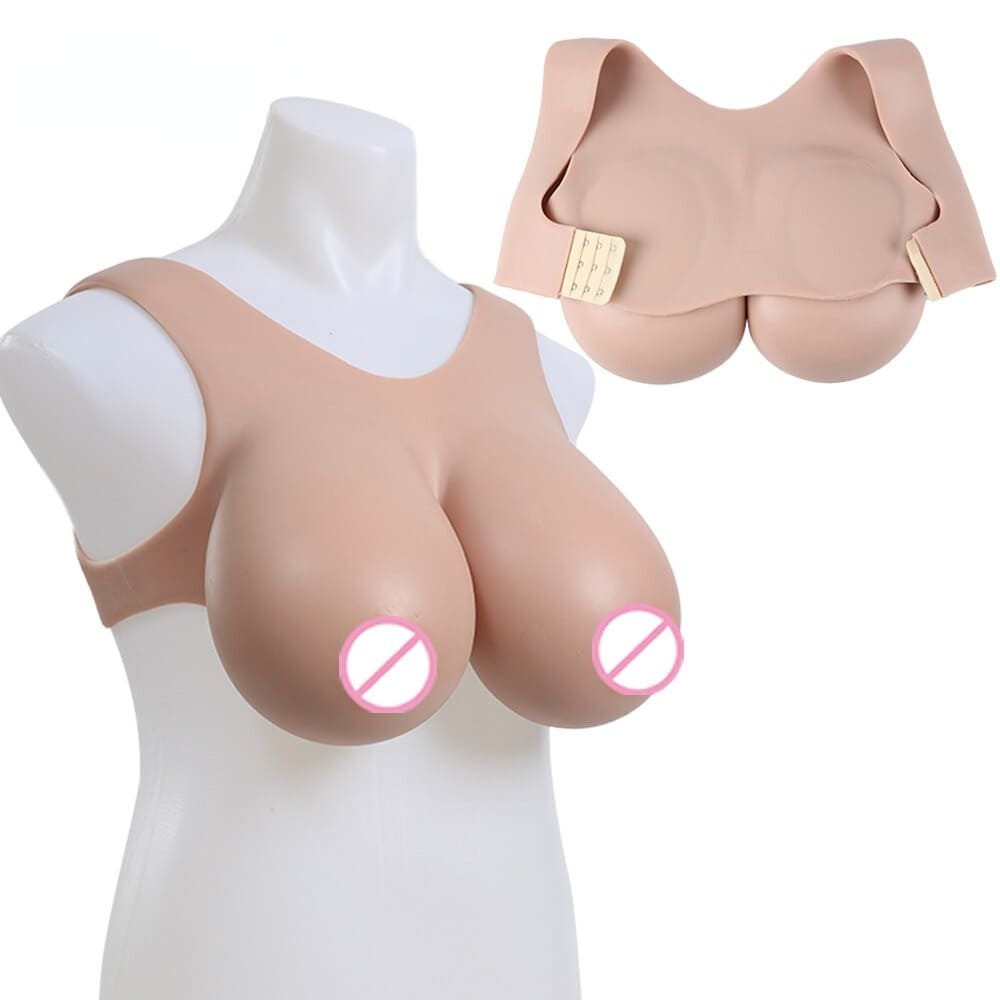 Bustier faux seins silicone fermeture agrafes