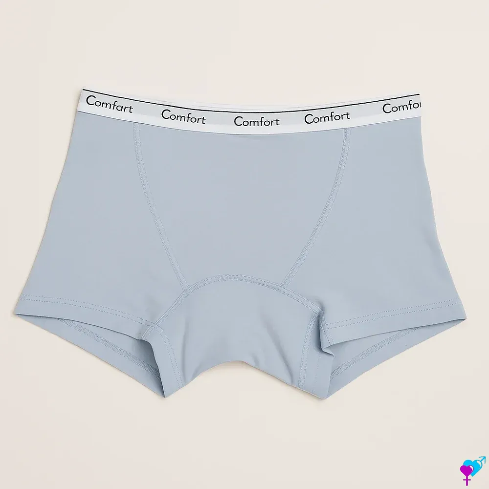 boxer menstruel coton bleu clair